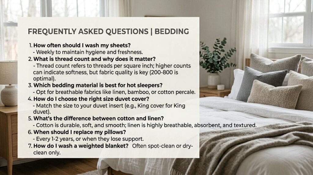 Close up of high quality luxury bedding fabrics and comfortable pillows on a bed.