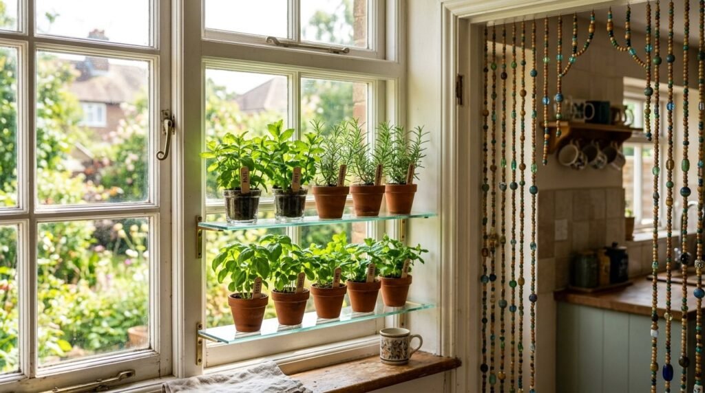 A clean, bright kitchen window letting in soft natural light, creating an airy home atmosphere.