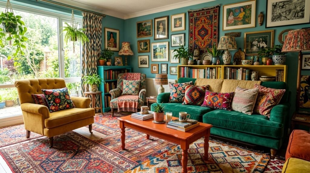 A stylishly decorated room showcasing an elegant mix of modern materials and textures.