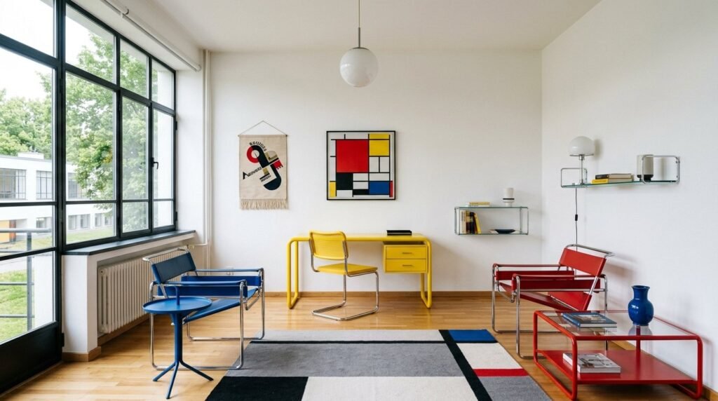 A stylish room interior highlighted by elegant red decor elements and sophisticated lighting.