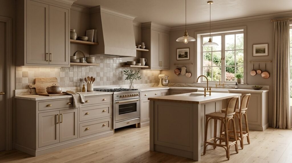 Modern kitchen featuring warm and inviting wall paint colors