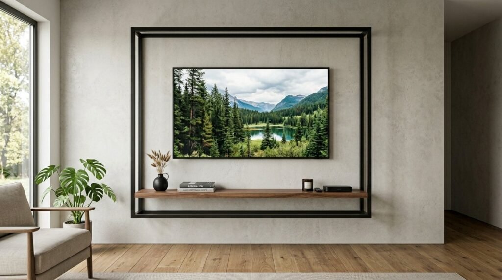 Close up of a sleek black steel frame construction with minimalist industrial design aesthetics.