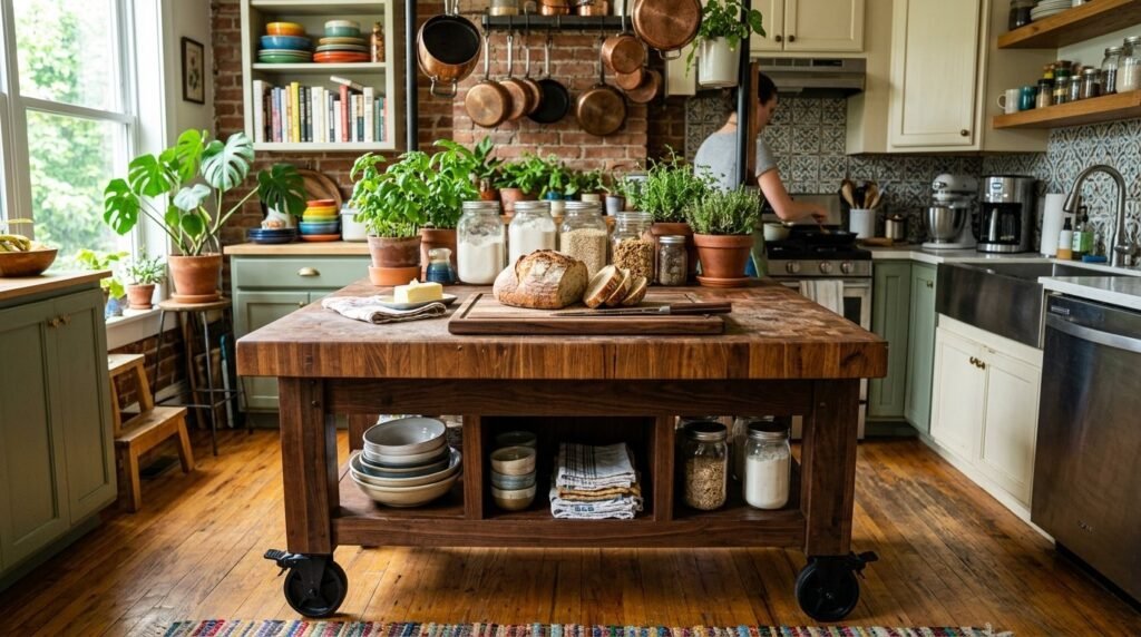 A sleek modern kitchen island with high-end finishes and ambient lighting in a contemporary home.
