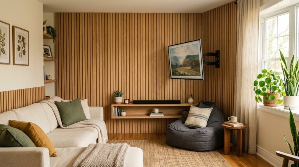 A beautifully styled modern living room corner featuring contemporary furniture and soft natural lighting.