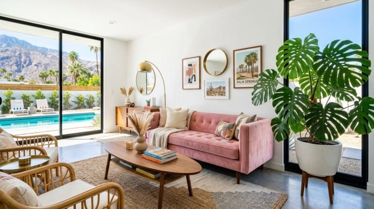 A beautifully staged modern living room with contemporary furniture and natural lighting.