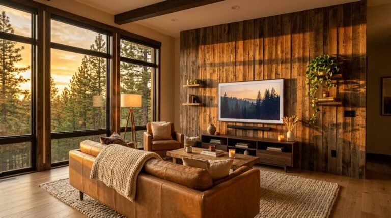 A stylishly designed modern living room with contemporary furniture and decor.