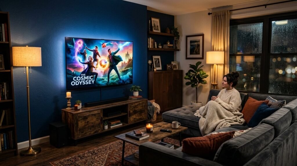 A beautifully staged modern living room interior featuring contemporary furniture and neutral decor.