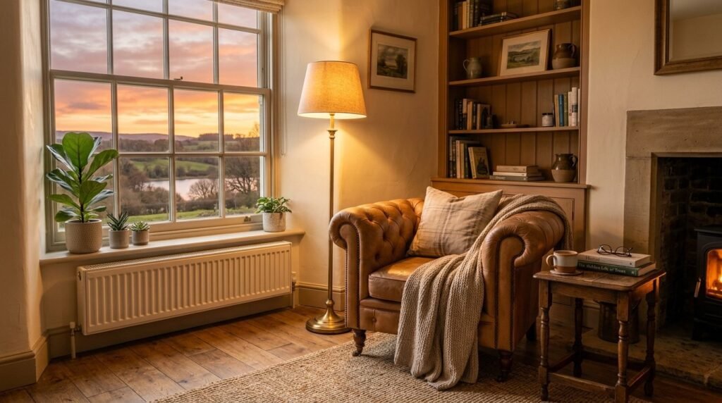 A beautifully styled modern living room with contemporary furniture and bright natural lighting.