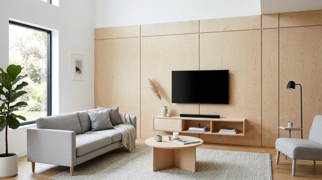 A beautifully decorated modern living room featuring contemporary furniture and neutral tones.