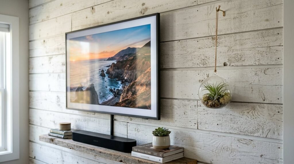 An abandoned vintage television set sitting on a rustic, weathered wooden surface.