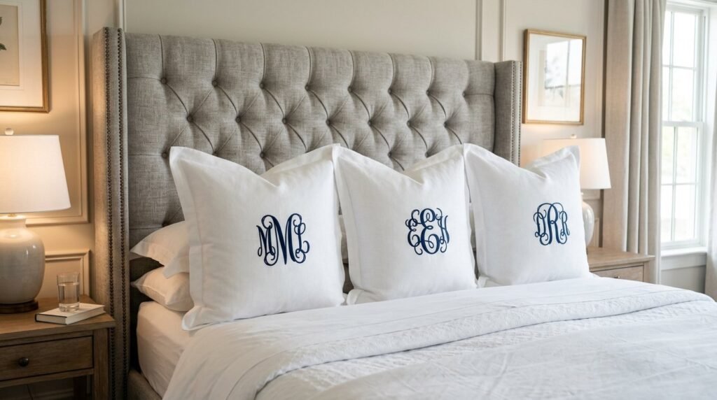 Three plush decorative bed shams displayed neatly against a clean white background.