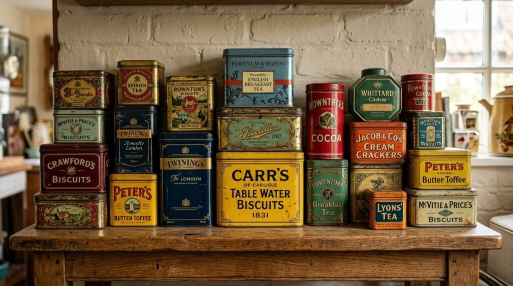 A close-up shot of a vintage tea biscuit resting on an ornate porcelain saucer with a soft focus background.