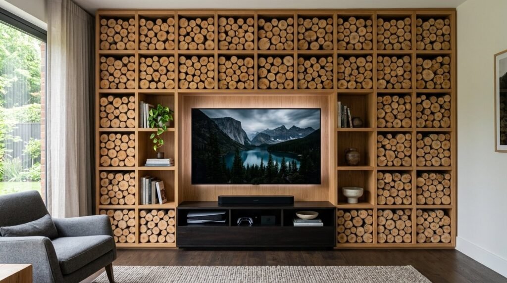 A set of natural wooden storage cubbies arranged for efficient home organization and display.