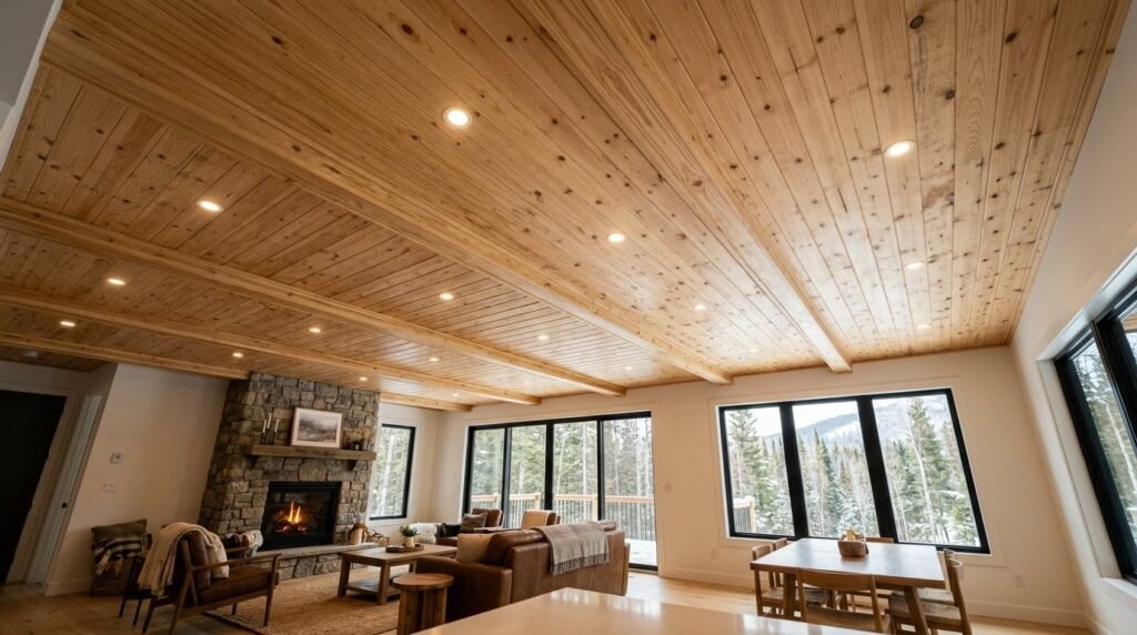 Close up view of an intricate ceiling pattern with sophisticated modern architecture.