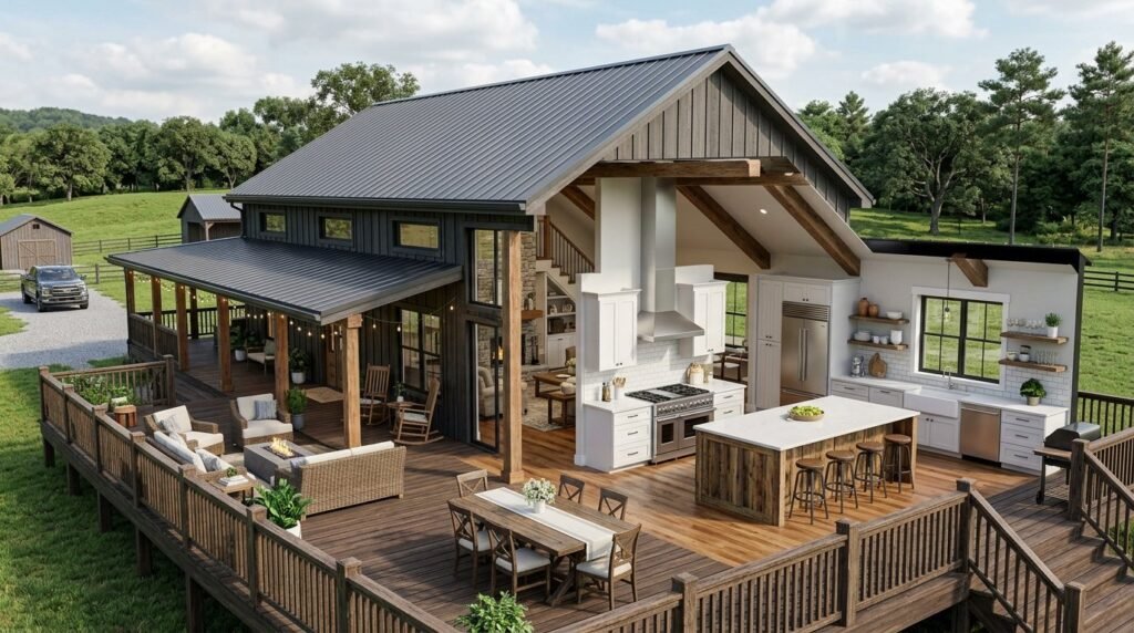 A clean and professional 3D floor plan layout showing modern interior architecture and room organization.