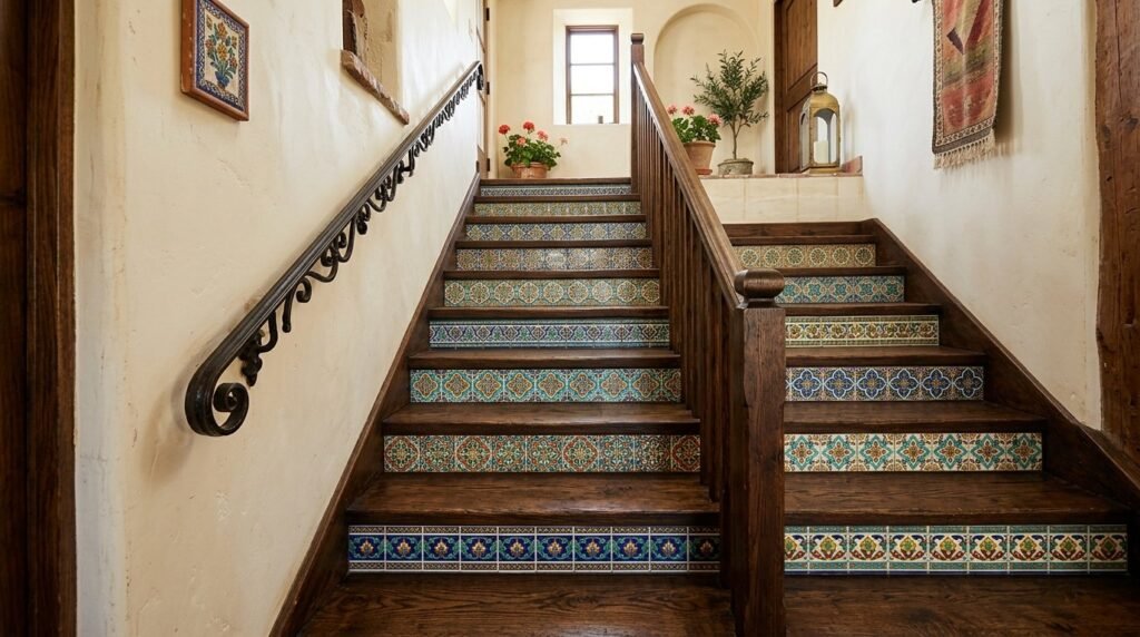 A beautifully crafted wooden staircase in a modern architectural setting.