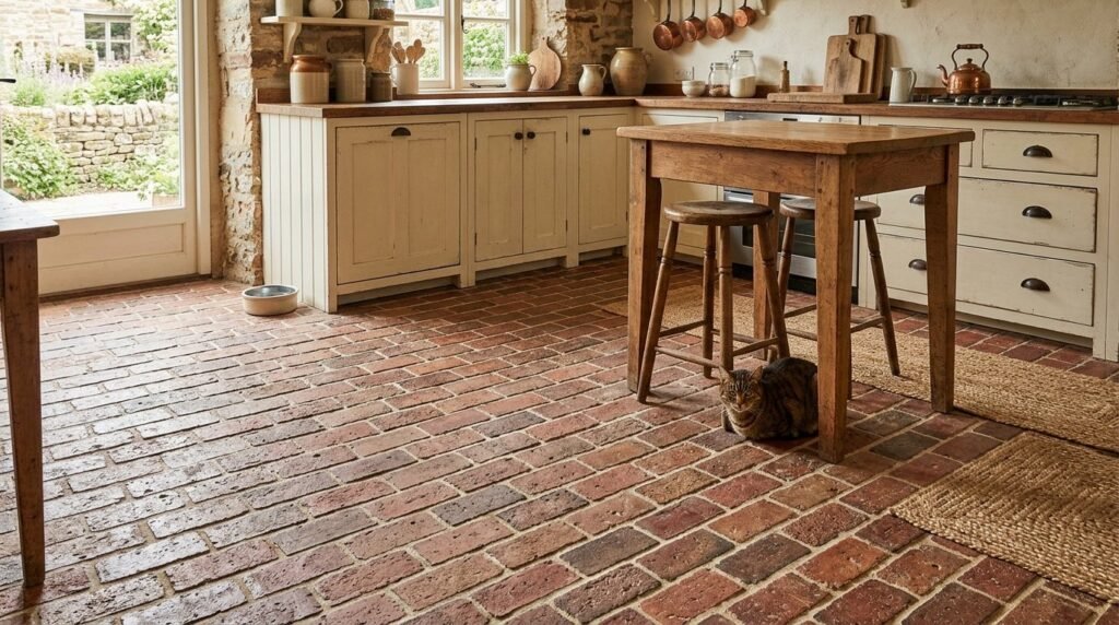 Close up view of freshly laid red construction bricks with mortar joints.