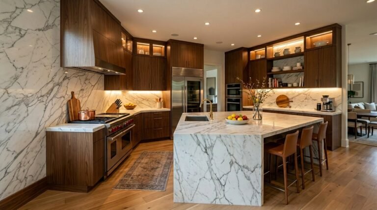 A high-end luxury kitchen interior featuring modern cabinetry and premium appliances.