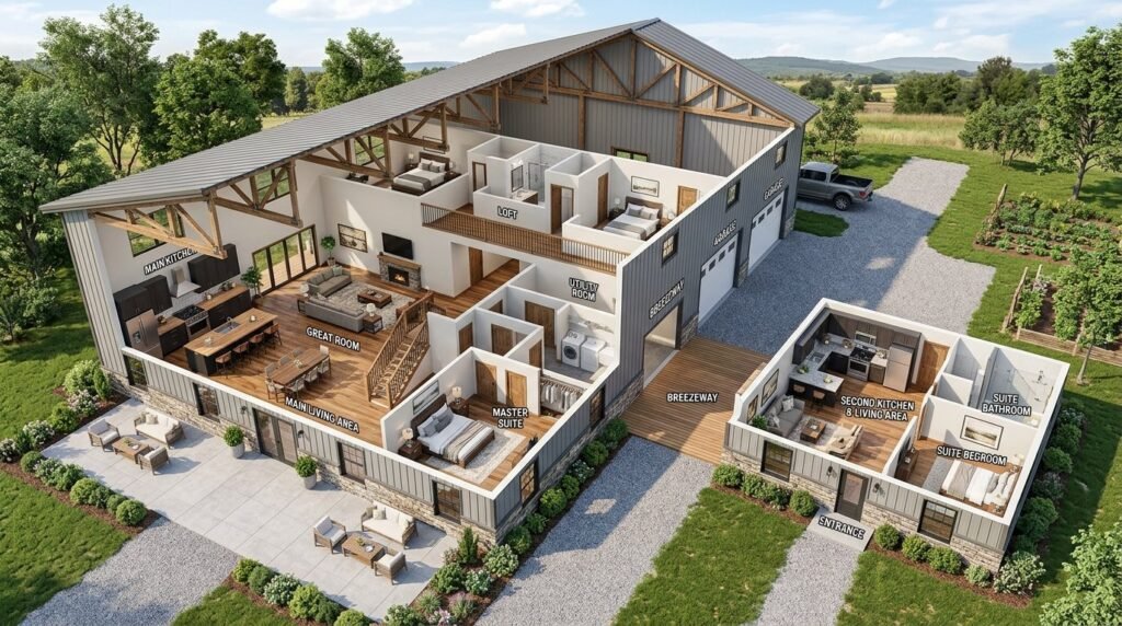 High quality 3D floor plan showing architectural layout and interior design