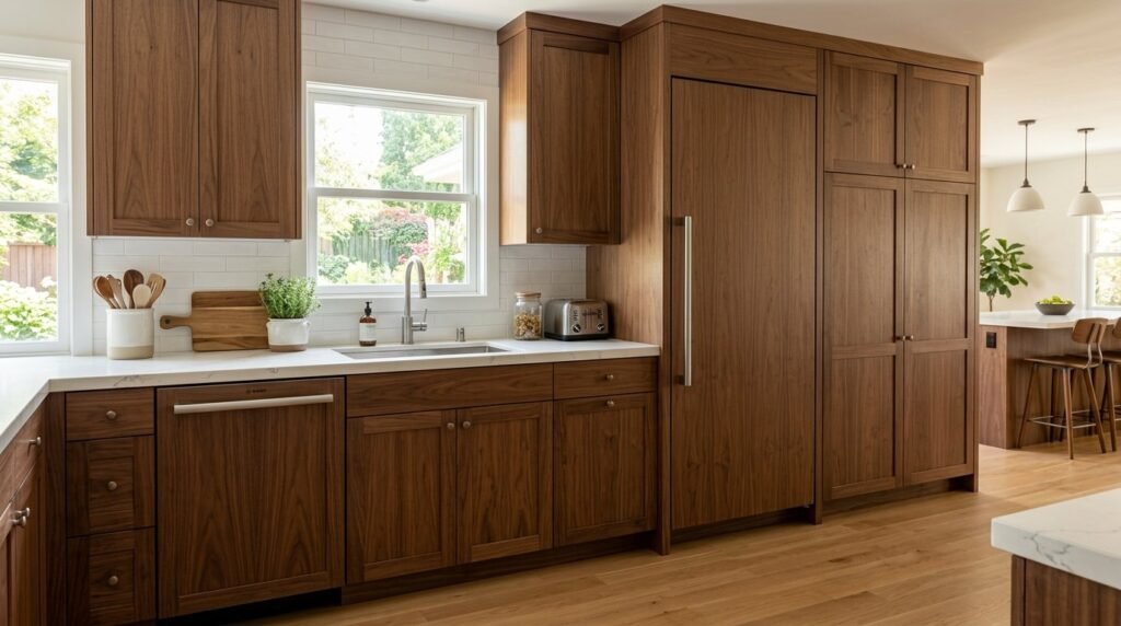 Modern custom kitchen cabinets with sleek hardware and clean lines.