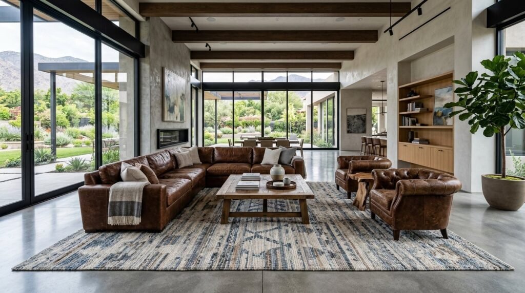 A beautifully staged modern living area with sophisticated furniture and open floor plan layout.