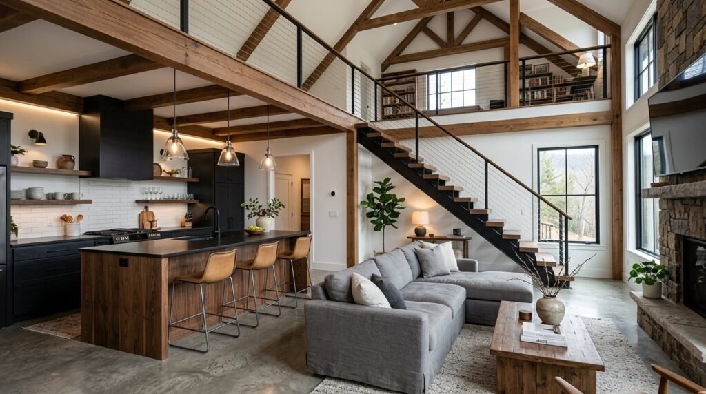 A beautifully styled modern living room with comfortable seating and elegant decor.