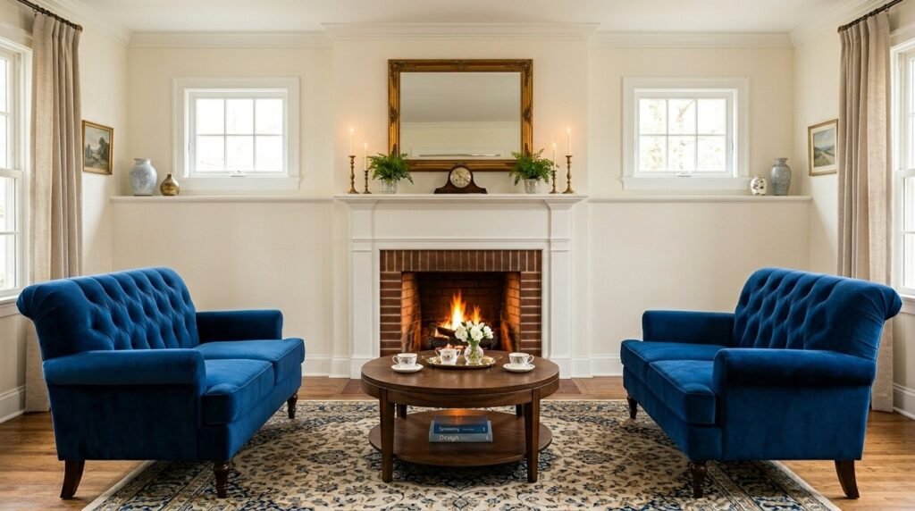 A bright and stylish modern living room interior design with contemporary furniture.