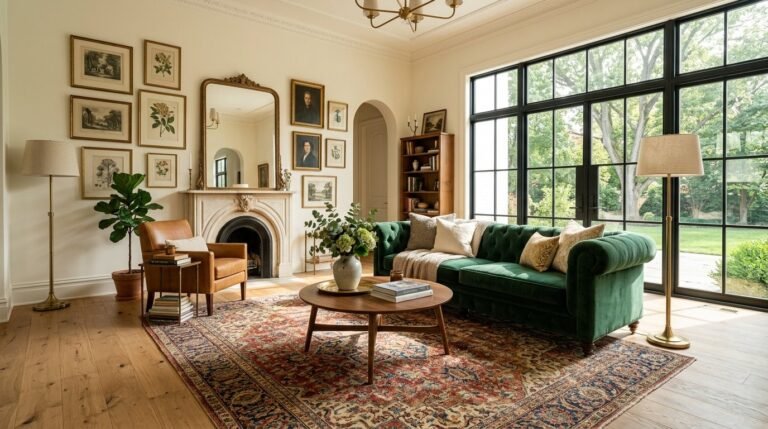 A beautifully staged modern living room with contemporary furniture and natural lighting.