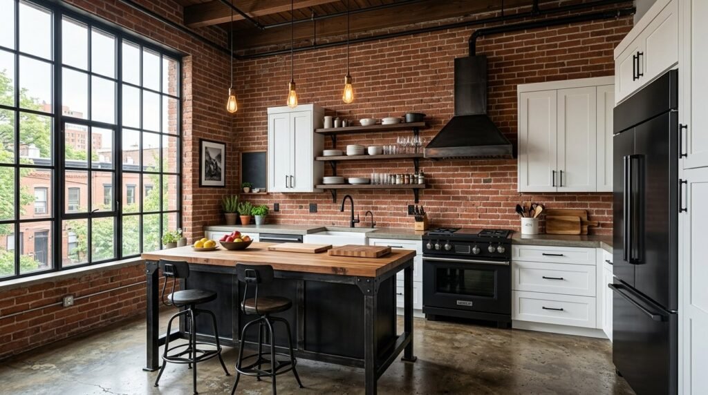 A professional industrial kitchen featuring stainless steel surfaces and high-end cooking equipment.
