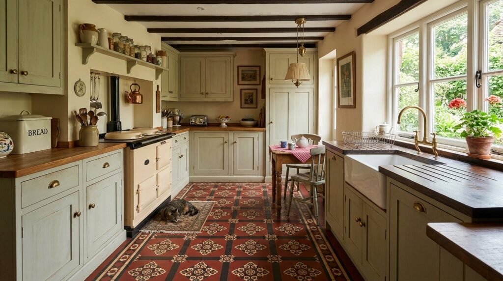 A beautiful modern kitchen interior in a UK home with contemporary finishes and high-end appliances.