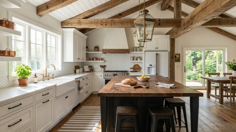 A beautiful bright kitchen featuring clean white cabinetry and modern minimalist interior design.