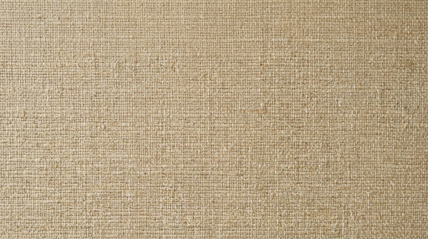 A macro shot showing the coarse, uneven weave of a tan-colored textile material.