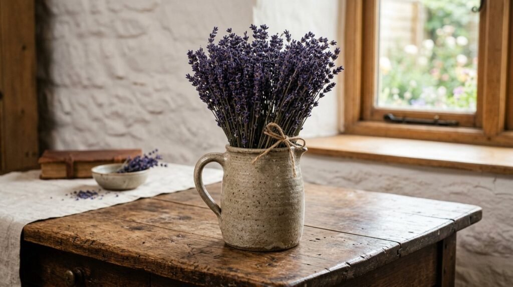 A close up view of a handcrafted rustic stone pitcher sitting on a neutral surface.