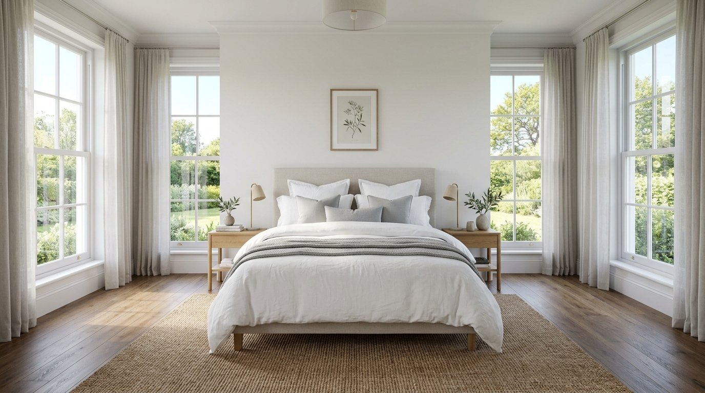 Bed Between Two Windows