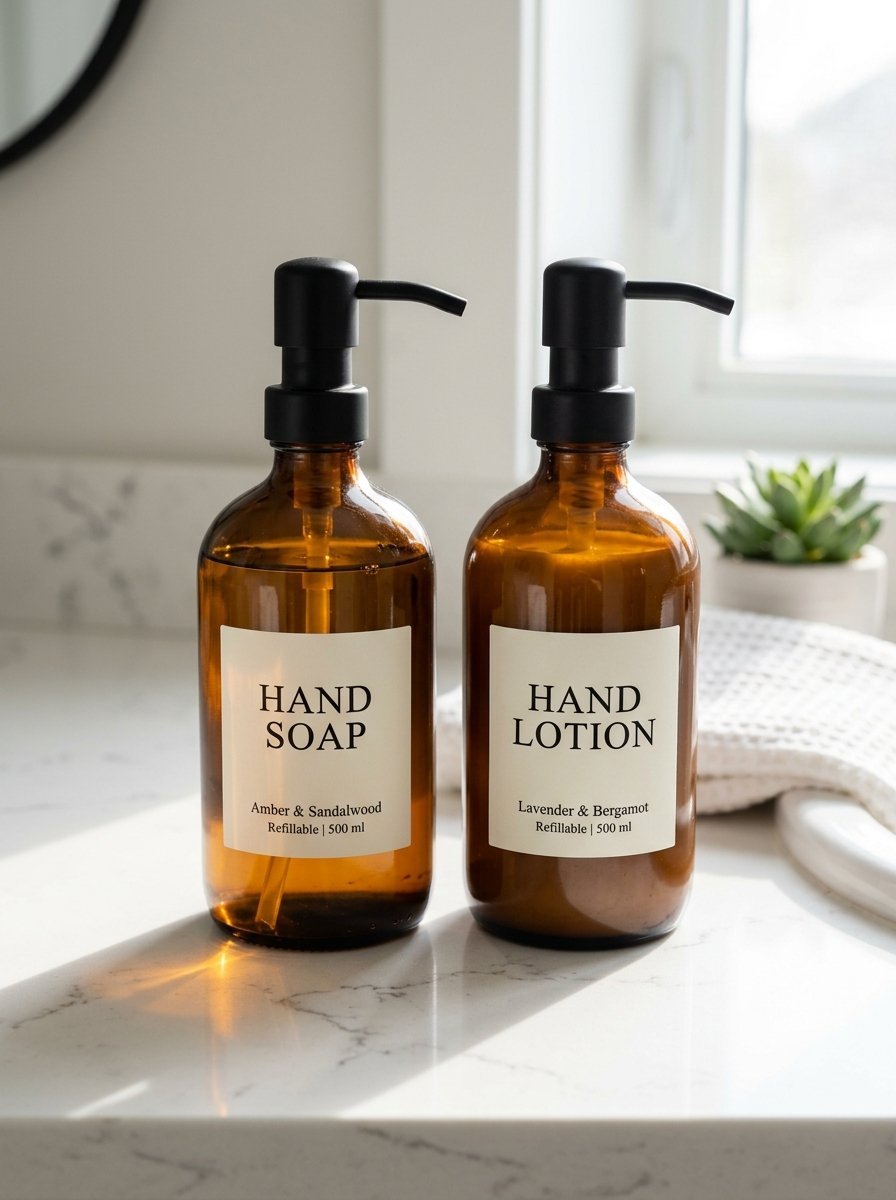 Amber Glass Soap Dispensers
