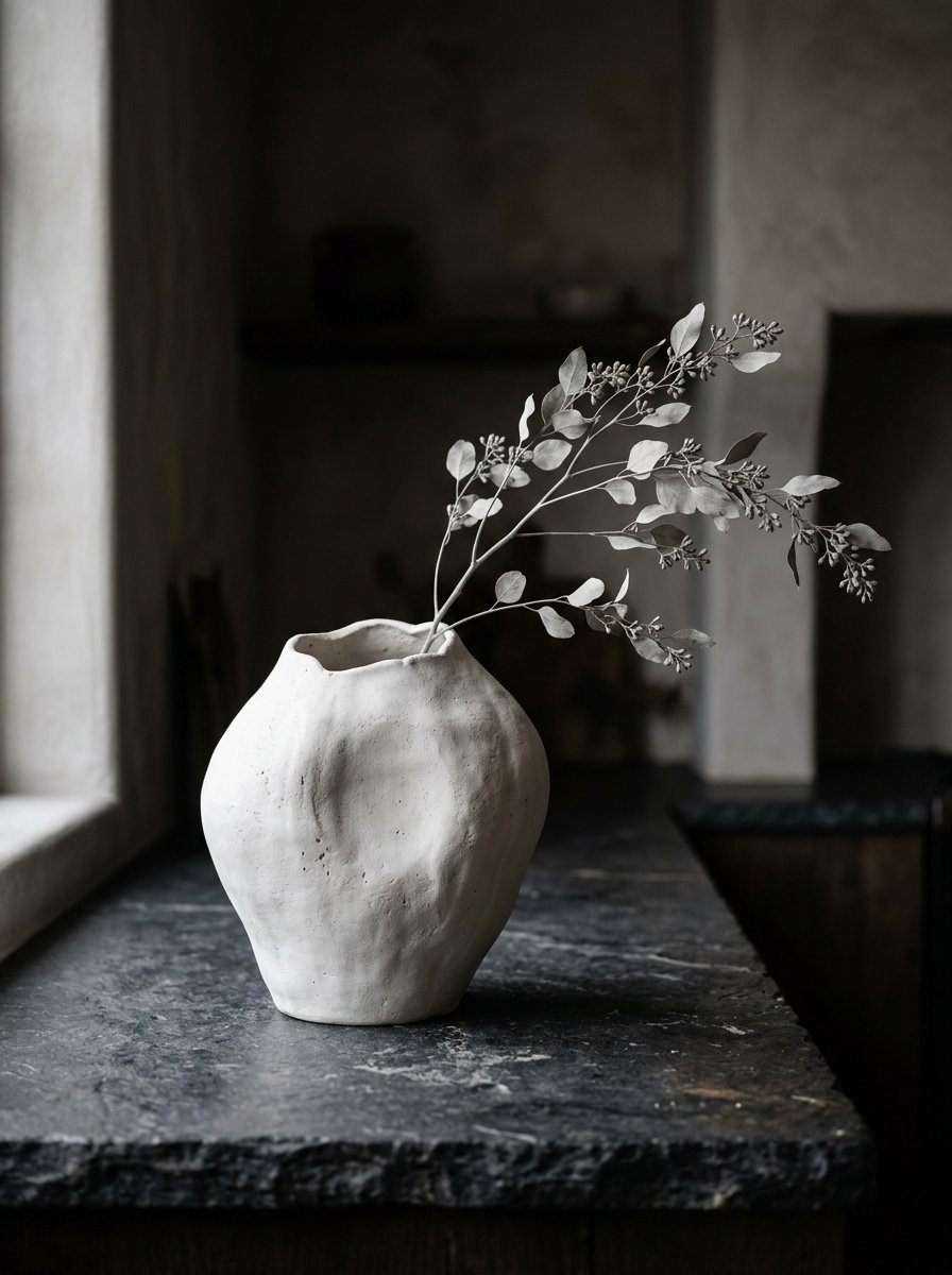 Ceramic Vase With Eucalyptus Branch