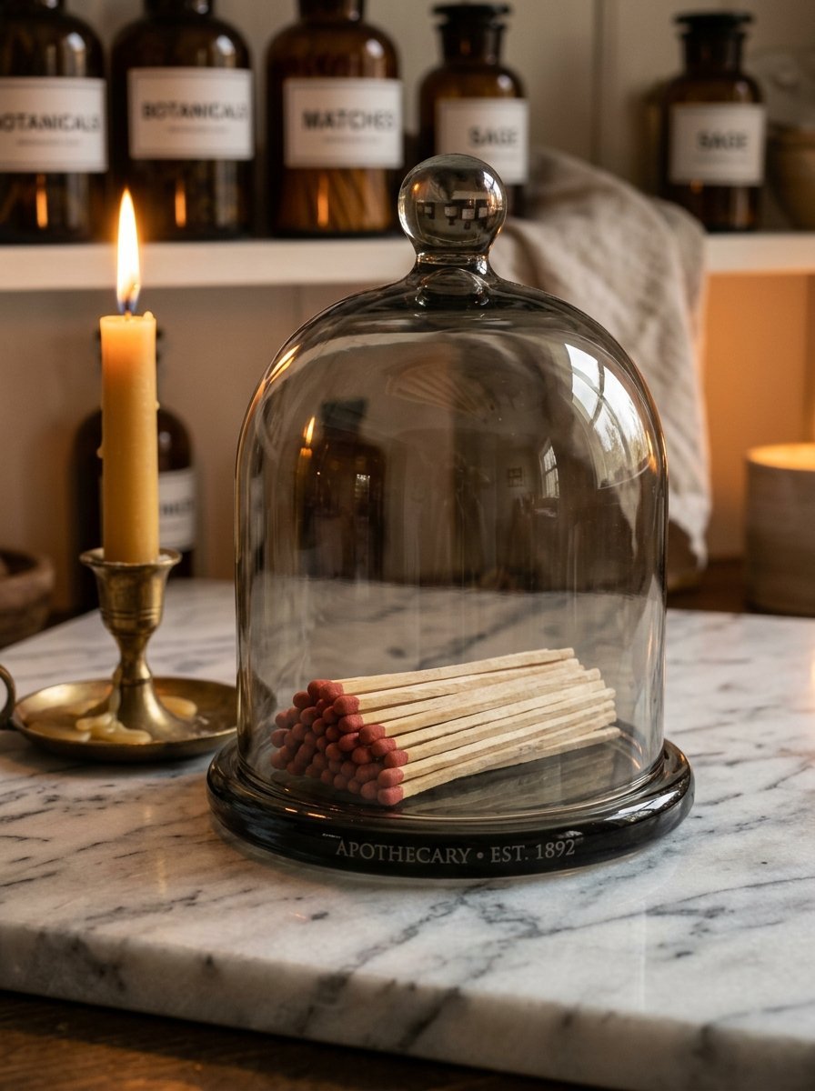 Glass Match Cloche Marble Counter