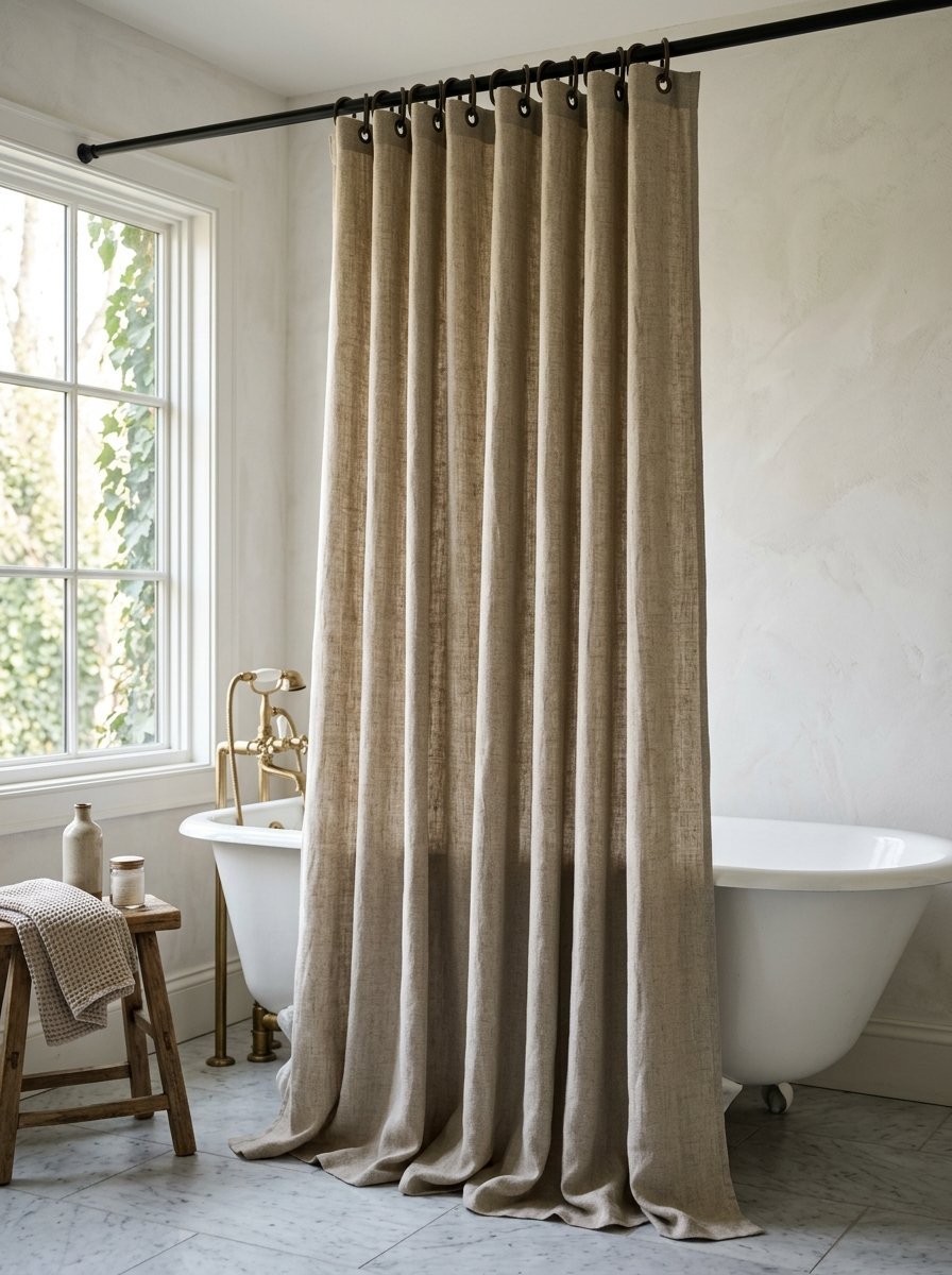 Heavyweight Linen Shower Curtain…