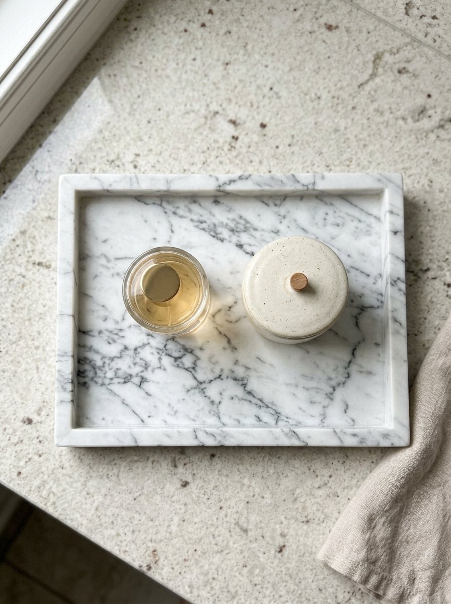 Marble Tray With Perfume Bottle